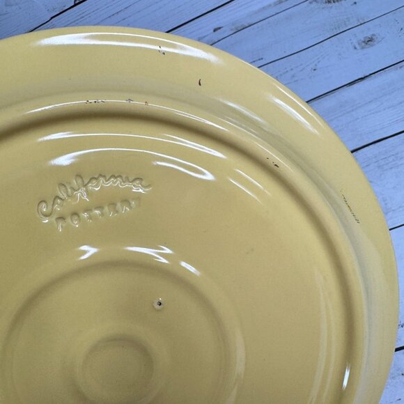 Vintage California Pottery Divided Plate Yellow 10.5" MCM USA Retro Diner - Picture 6 of 8
